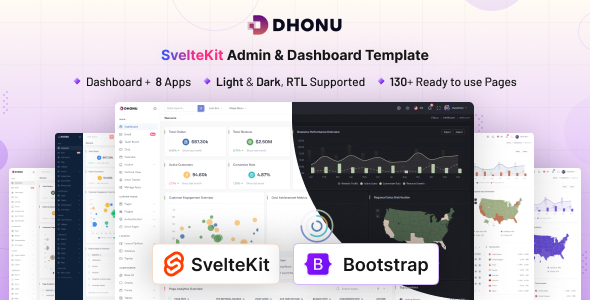 Dhonu - SvelteKit Admin & Dashboard Template by coderthemes