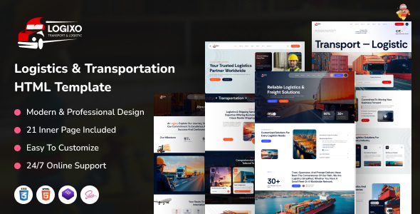 Logixo – Logistics & Transportation HTML Template by ThemeServices