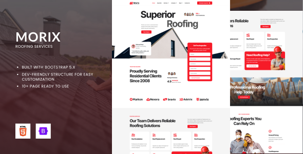 Morix - Roofing Services HTML Bootstrap Template by Fox_Creation