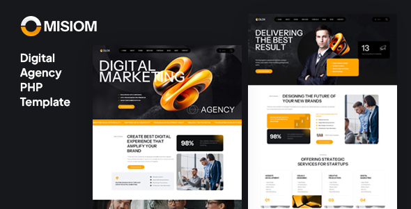 Misiom - Digital Agency Services PHP Template by Layerdrops