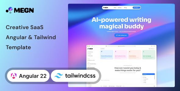 Megn - Creative SaaS Angular & Tailwind CSS Template by Unifato