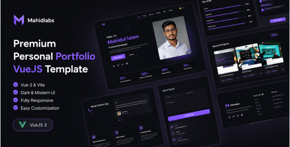 Mahidlabs – Premium Personal Portfolio VueJS Template by webmaker_bd