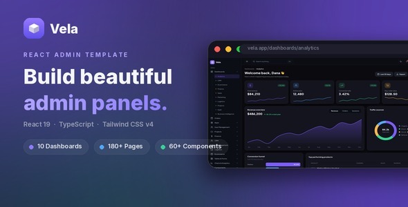 Vela - React Admin Dashboard Template by elsayedB