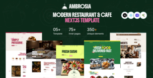 Ambrosia – Multi-Concept Restaurant, Food & Cafeteria NextJS Template by pixavation