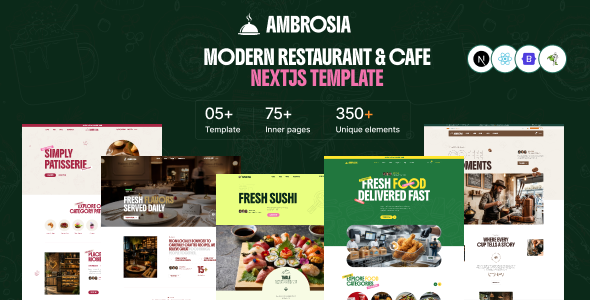 Ambrosia – Multi-Concept Restaurant, Food & Cafeteria NextJS Template by pixavation