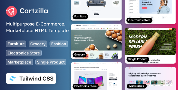 Cartzilla - Multipurpose E-Commerce Tailwind CSS HTML Template by coderthemes