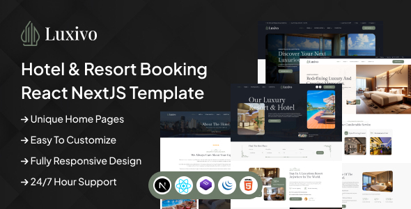 Luxivo - Hotel & Resort Booking React NextJS Template by ThemeServices