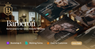 Barberon – Barbershop & Hair Salon HTML Template by designesia