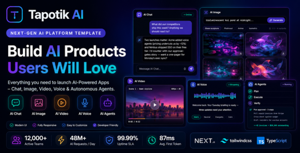 Tapotik AI - Premium AI SaaS & Startup Next.js Template by bhplugin