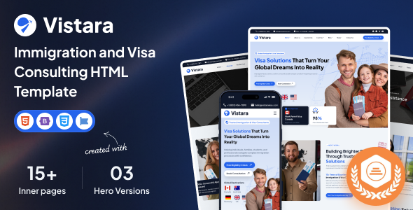Vistara - Immigration and Visa Consulting HTML Template by siddhiinfosoft