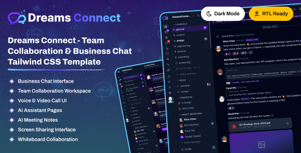 Dreams Connect - Team Collaboration & Business Chat Tailwind CSS Template by dreamstechnologies