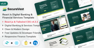 SecureVest - React Digital Banking & Financial Services Template by ShreeThemes