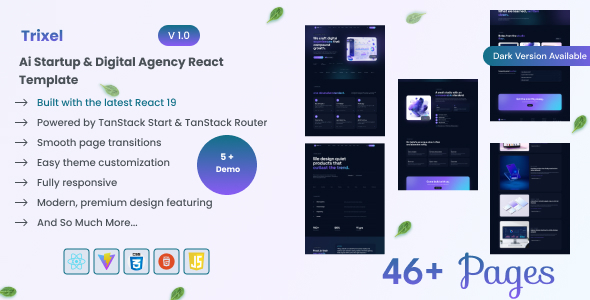 Trixel - Ai stratup & Digital Agency React Template by PaiTheme