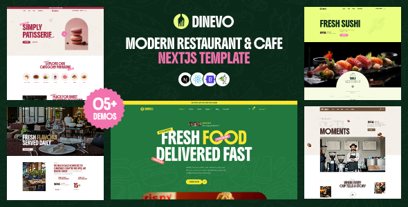 Dinevo – Modern Restaurant & Cafe Next.js Template by wprealizer