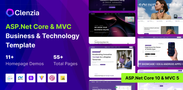 Clenzia - Business & Technology ASP.Net Core 10 & MVC 5 Template by SRBThemes