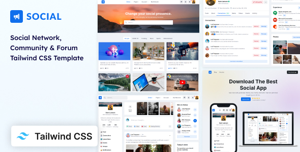 Social - Network & Community Tailwind CSS 4 Template by coderthemes