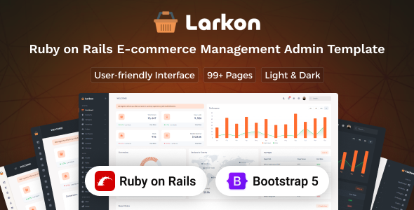 Larkon - Ruby on Rails Ecommerce Management Admin & Dashboard Template by Techzaa