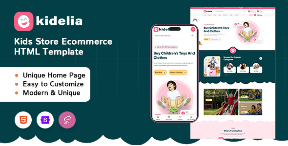 Kidelia - Kids Store Ecommerce HTML Template by pus_infotech