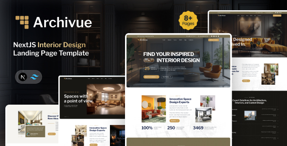 Archivue - NextJS Interior Design Landing Page Template by softnio