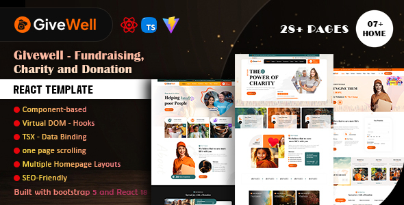 Givewell - Fundraising, Charity and donation React Template by codearchives