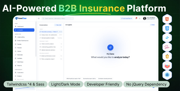 InsurFlow – AI-Powered B2B Insurance Platform HTML Template by pixelaxis