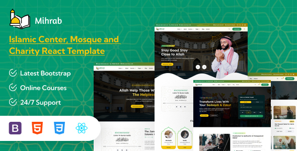 Mihrab – Islamic Centre, Mosque, Charity & Online Courses React Template by themesvila