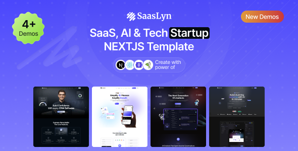 SaasLyn – SaaS, AI & Tech Startup NextJS Template by wprealizer