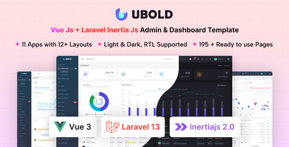 UBold - Vue + Laravel Inertia Js Tailwind CSS Admin Dashboard Template by coderthemes