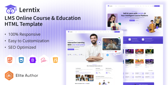 Lerntix - LMS Online Course & Education Template With Admin Dashboard by laralink