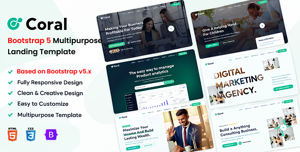 Coral - Bootstrap 5 Multipurpose Landing Template by ShreeThemes