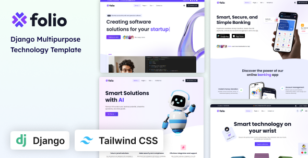 Folio - Multipurpose AI, SaaS & Technology Tailwind CSS Django Template by themesdesign
