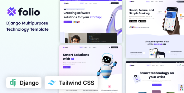 Folio - Multipurpose AI, SaaS & Technology Tailwind CSS Django Template by themesdesign