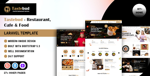 Tastebud – Restaurant, Cafe & Food Laravel Template by codearchives