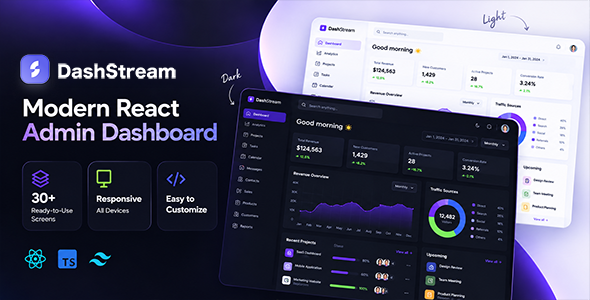 DashStream – React Admin Dashboard Template with Tailwind CSS & shadcn/ui by brandio
