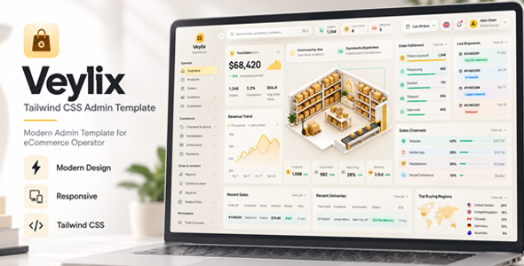 Veylix | Tailwind CSS E-commerce Admin HTML Template by themesdeveloper