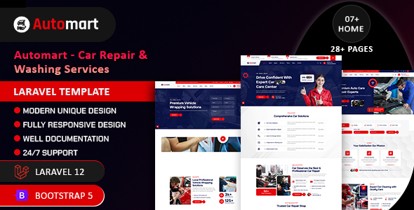 Automart - Car Repair & Washing Services Laravel Template by scriptfusions
