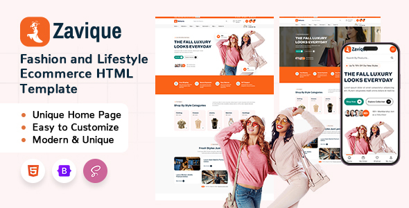 Zavique - Fashion and Lifestyle Ecommerce HTML Template by pus_infotech