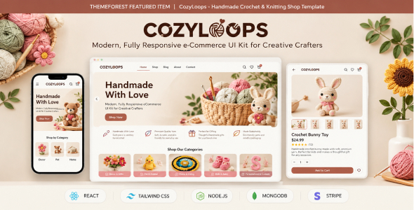 CozyLoops - Handcrafted & Artisan React eCommerce Template by manthan_mehta60