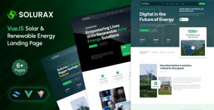 Solurax - VueJS Renewable & Solar Energy Landing Page Template by softnio