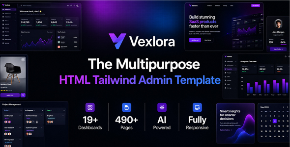 Vexlora | Multipurpose HTML Tailwind CSS Admin Template by themesdeveloper